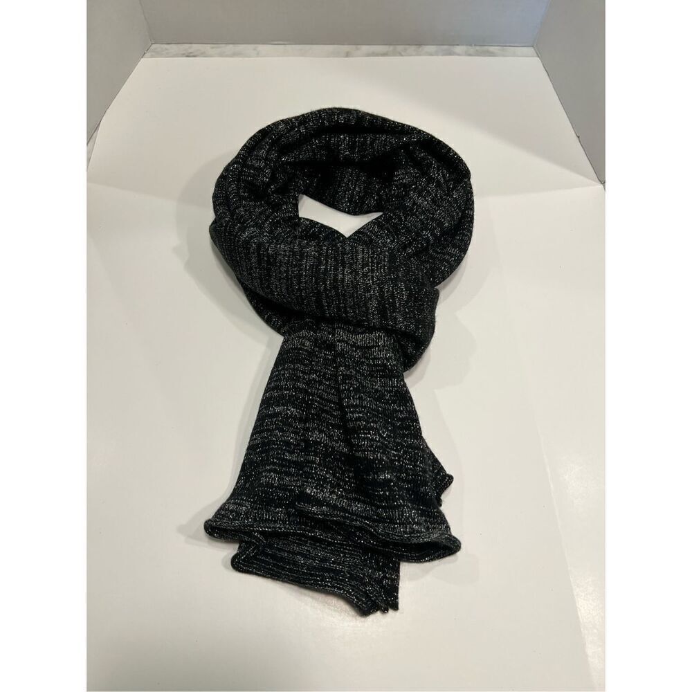 MGR Women’s Bohemian Silver Trim Black Scarf Wrap 19” X 72”